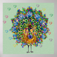 Rainbow Love Peacock Posters