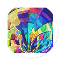 Rainbow Magical Floral Pattern V1 Round Sticker