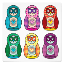 Rainbow Matryoshka Owls Poster Photo Art
