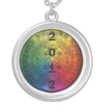 Rainbow Mayan Calendar 2012 Round Charm Necklace