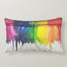 Rainbow melted crayon art throw cushion pillow