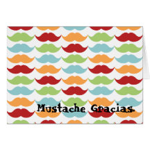 Rainbow Moustache Thank You Note Cards