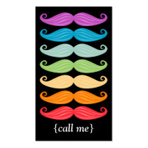 Rainbow Moustaches Vertical Bizcard Business Card