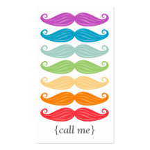 Rainbow Moustaches Vertical Bizcard Business Cards