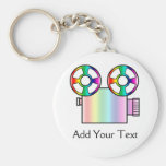 Rainbow Movie Camera on White Key Chain