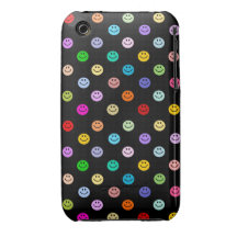 Rainbow Multicolor Smiley Face Pattern Case-Mate iPhone 3 Case