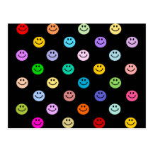 Rainbow Multicolor Smiley Face Pattern Post Card