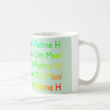 Rainbow Om Mani Padme Hum (on Baby Blue) Mugs