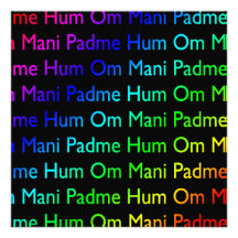 Rainbow Om Mani Padme Hum on Black Invitation
