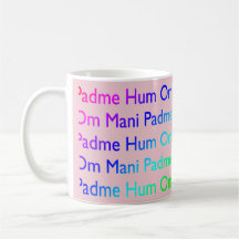 Rainbow Om Mani Padme Hum (on Pink) Coffee Mugs