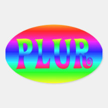 Rainbow Optical Illusion PLUR Oval Sticker