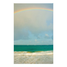 Rainbow over ocean custom stationery