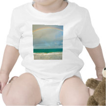 Rainbow over ocean t-shirts