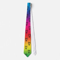 Rainbow owl pattern neck tie