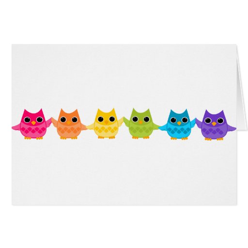 Rainbow Owls Greeting Cards