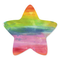 Rainbow paint design star shaped sticker