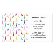 Rainbow Paris Eiffel Tower pattern Business Card Template