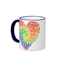 Rainbow Peace Heart Coffee Mugs