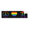 rainbow peace love pi bumper stickers
