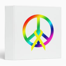 Rainbow Peace & Ribbon 3 Ring Binders