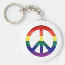 Rainbow Peace-Sign Keychains