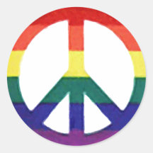 Rainbow Peace-Sign Round Stickers