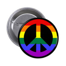 Rainbow Peace Symbol Pinback Button