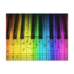 Rainbow Piano Keyboard and Notes postcards