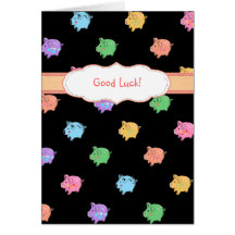 Rainbow Pig Pattern on black Cards