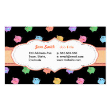 Rainbow Pig Pattern on black stylish business card