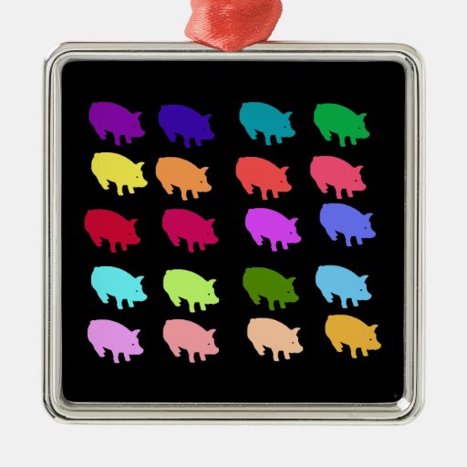 Rainbow Pigs Christmas Ornament