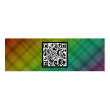 rainbow plaid QR code Business Cards