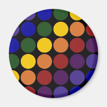 Rainbow Polka Dots on Black Refrigerator Magnet