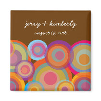 Rainbow Pop Circles Save Date / Gift Favours Magne