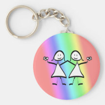 Rainbow Pride Lesbian Brides Keychain