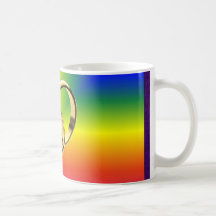 Rainbow Pride with Gold Wedding Bands Mug