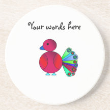 Rainbow red peacock beverage coasters