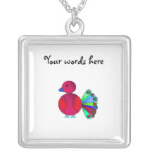 Rainbow red peacock pendant