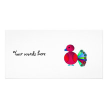 Rainbow red peacock photo card template