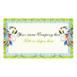 Rainbow scroll leaf blue green damask borders business card template