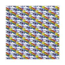 Rainbow Smiley Face and Flowers Hippie Pattern Canvas Prints