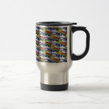 Rainbow Smiley Face and Flowers Hippie Pattern Coffee Mug