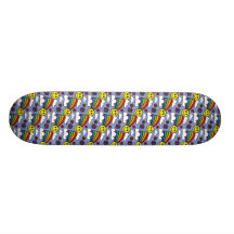 Rainbow Smiley Face and Flowers Hippie Pattern Skateboard Decks
