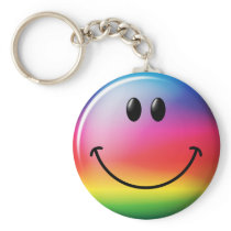 Rainbow Smiley Face Key Chains