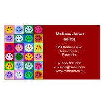 Rainbow smiley face squares business card templates