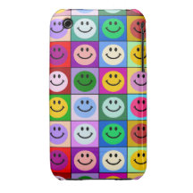 Rainbow smiley face squares iPhone 3 case