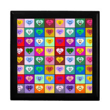 Rainbow Smiley Hearts squares Jewelry Boxes