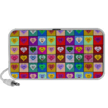 Rainbow Smiley Hearts squares Mini Speaker