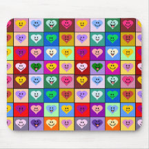 Rainbow Smiley Hearts squares Mousepad