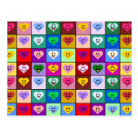 Rainbow Smiley Hearts squares Post Card